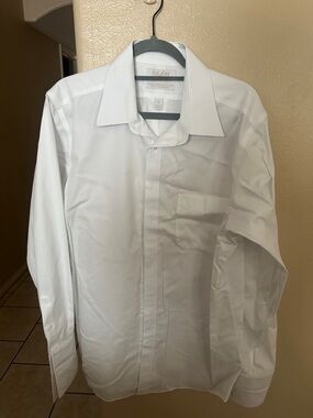 Men's Classic White Dress Shirt with Point Collar